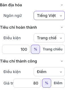 Bản địa hóa, tiêu chí hoàn thành và tiêu chí thành công