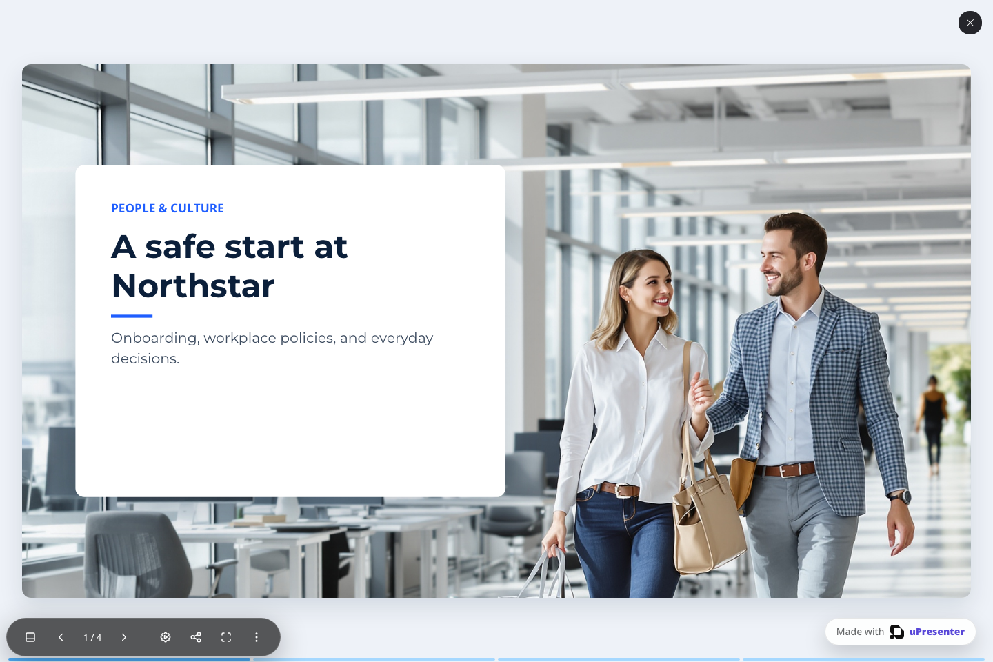 Presentation open in the editor preview