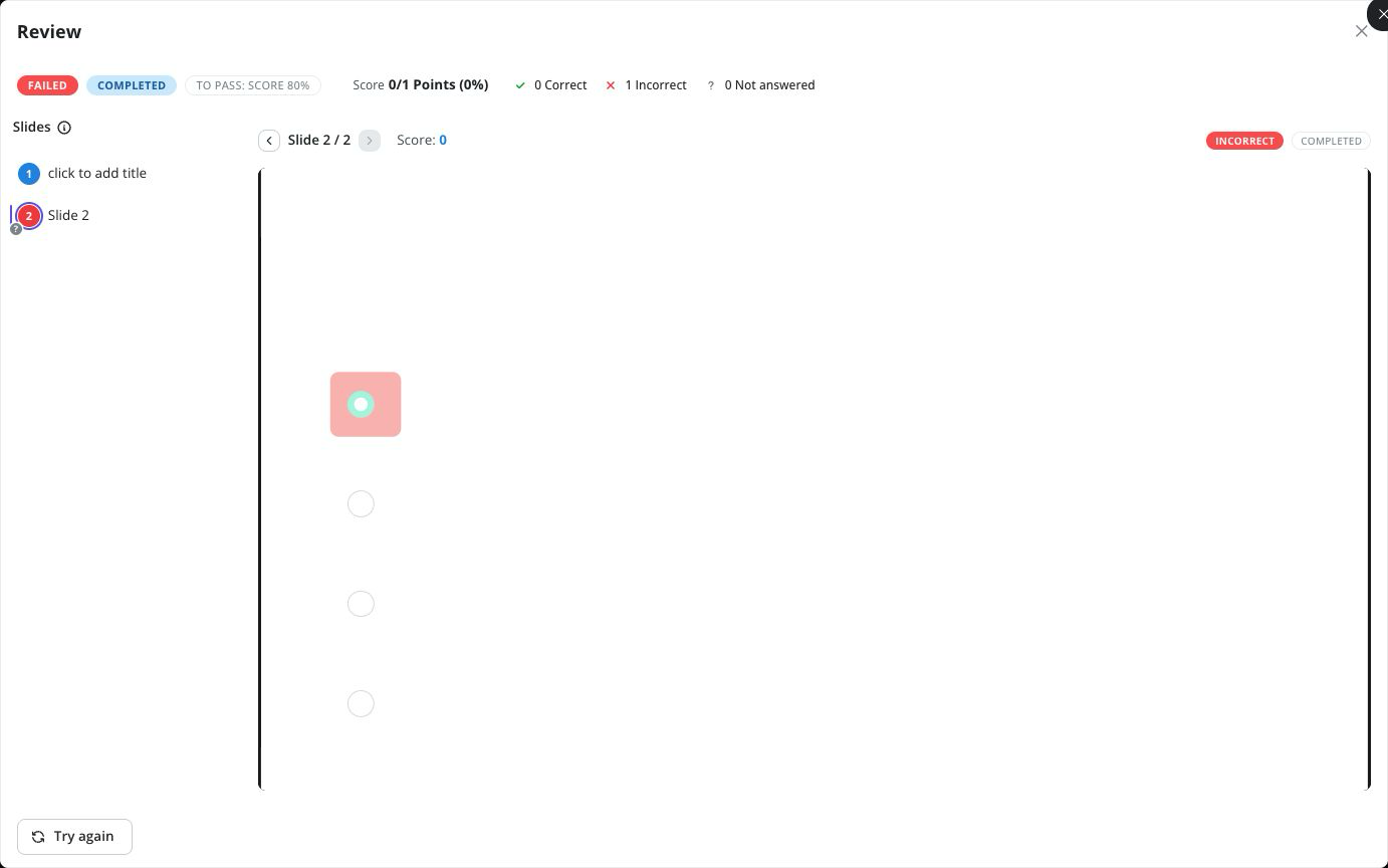 Completed attempt in Review