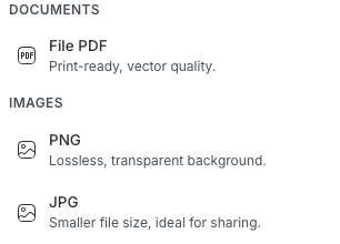 Document and image export choices
