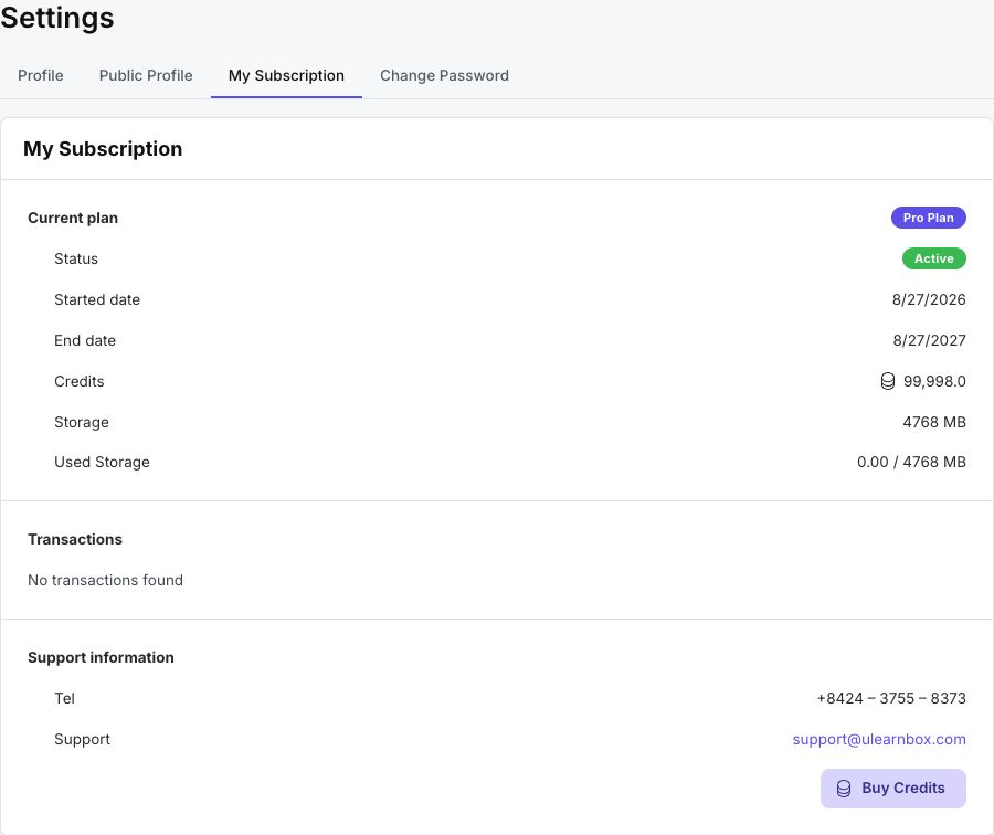 My Subscription overview