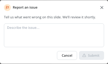 Report an issue dialog