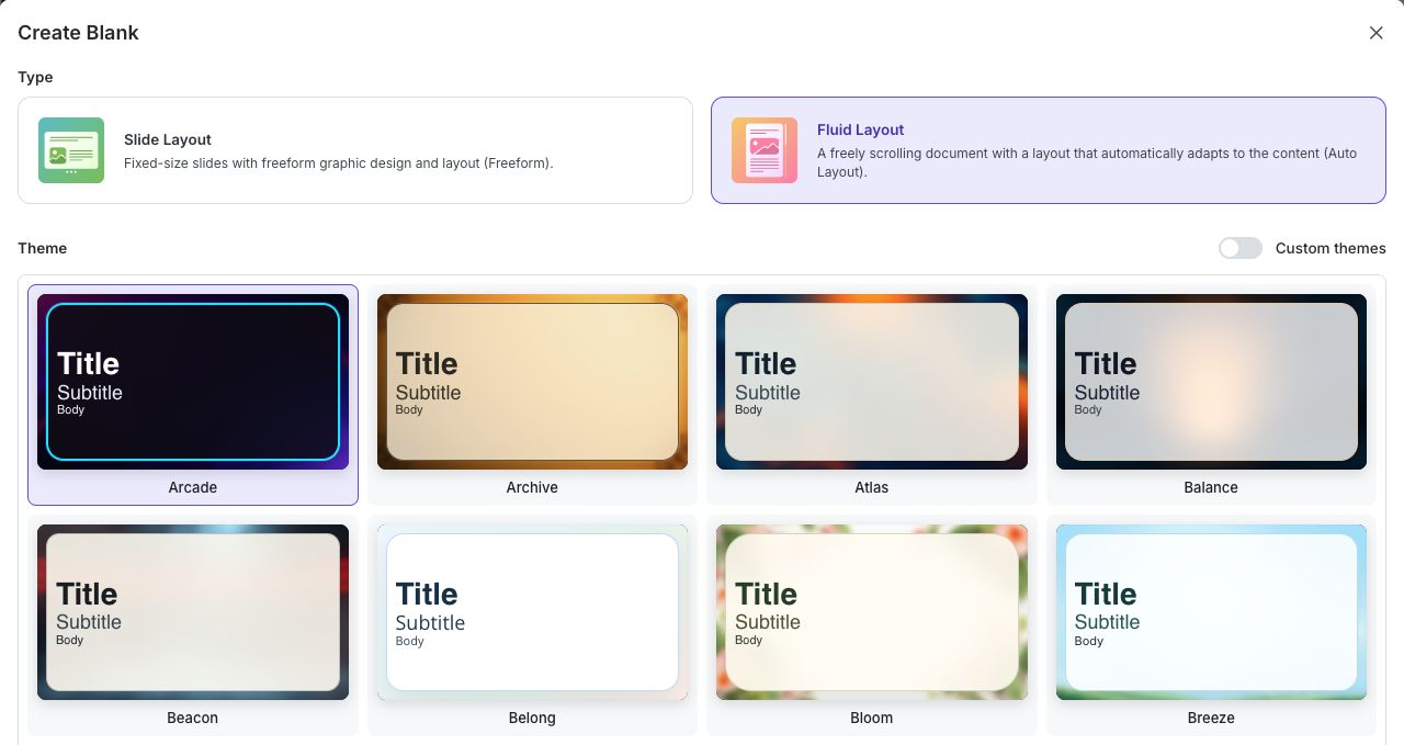 Fluid Layout with the theme gallery