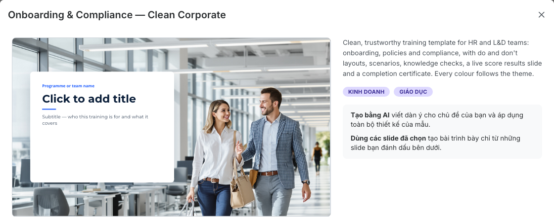 Xem trước mẫu Onboarding & Compliance
