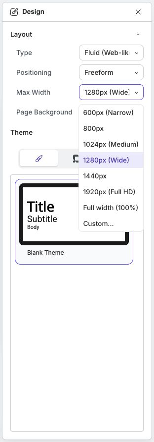 Fluid layout and maximum-width options