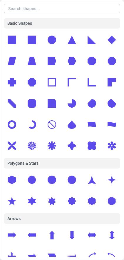 Basic Shapes, Polygons & Stars, and Arrows