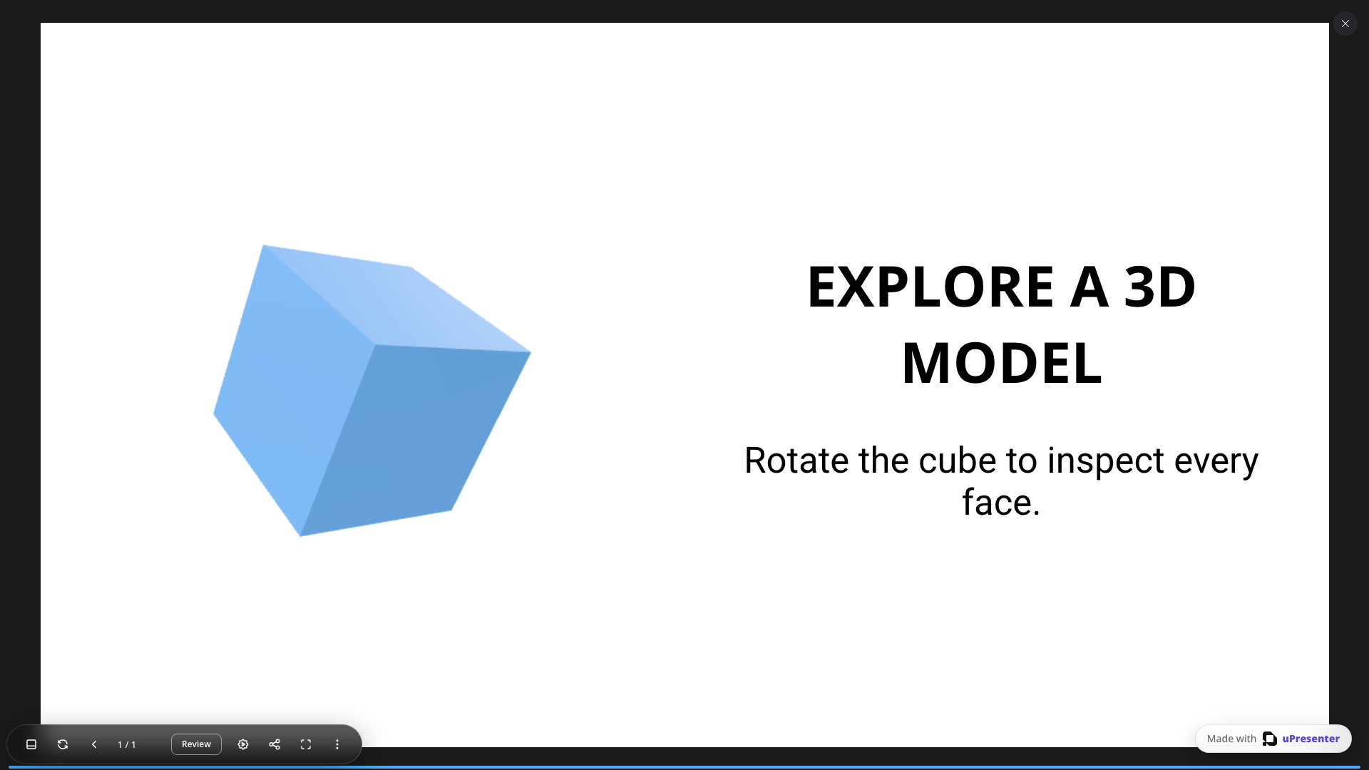 The rotated 3D model in Present mode