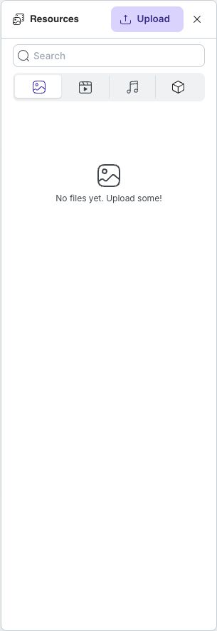 The Resources pane before files are uploaded